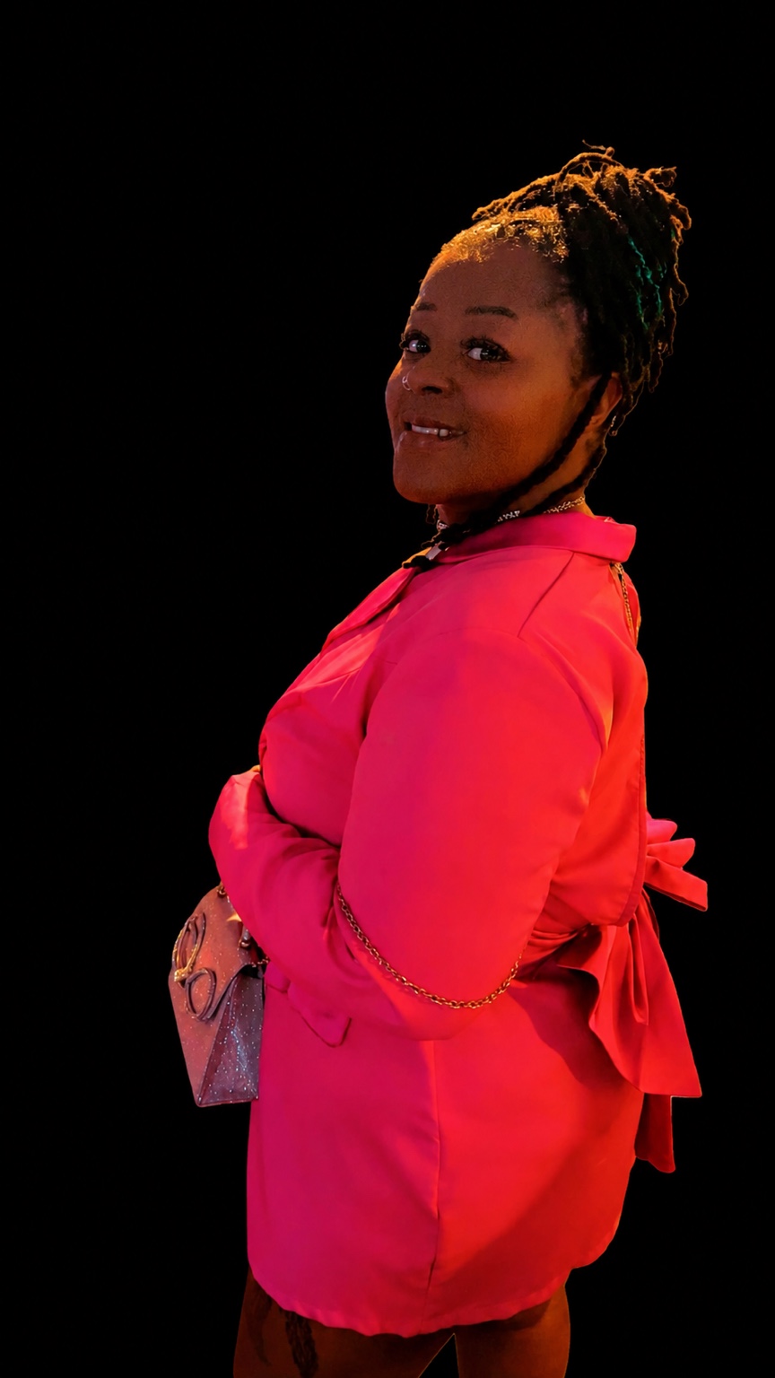 Shakey side portrait in pink